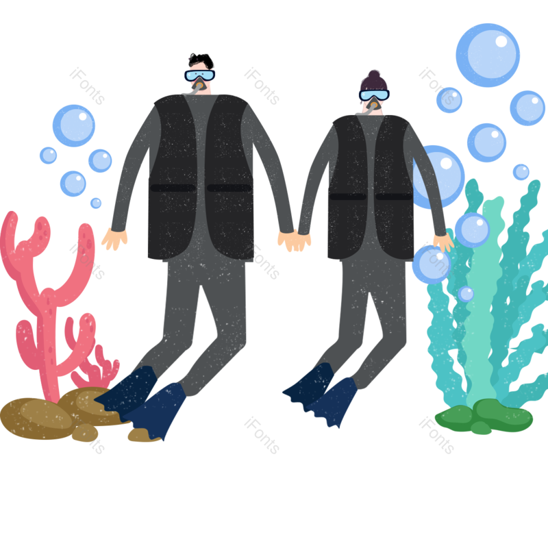 蓝色图片,海洋元素,气泡PNG,海洋植物免抠素材